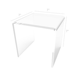 FixtureDisplays® One Riser Combo 7" Cube 3-Sided Clear Plexiglass Pedestal Lucite Acrylic Display Risers Jewelry Showcase Fixtures - 1/8" Thick 16905-7INCH