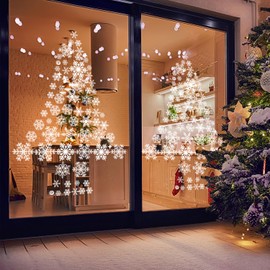 Christmas Snowflake Windows Decals Stickers for Glass,138 PCS Xmas Decals Decorations Clings Stickers Ornaments for Home Christmas Party