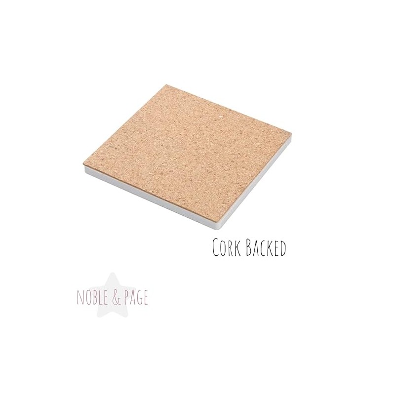 Ceramic Coasters - Handprinted 10x10cm Cute Teddy Bear Design -