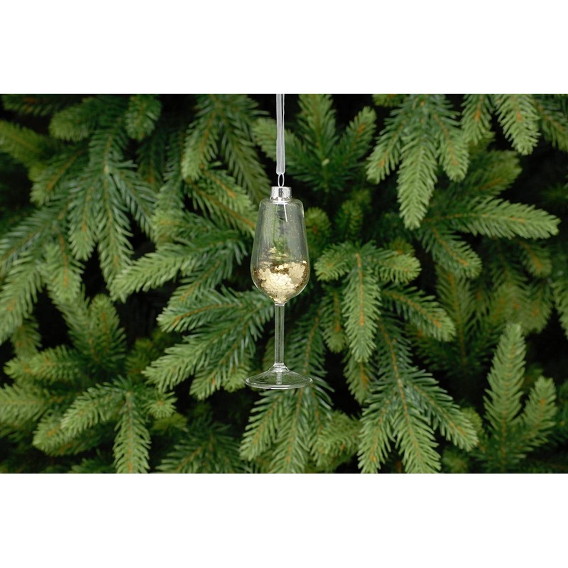 Festive Prosecco Glass Decoration - Gold, 11cm
