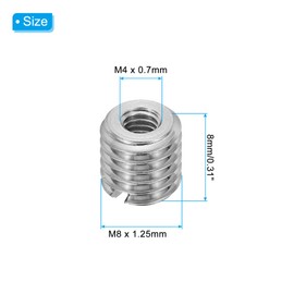 PATIKIL 316 Stainless Steel Thread Adapters Sleeve Reducing Nut, 10 Pcs M8 x 1.25 Male to M4 x 0.7 Female Repairing Insert Nut Screw Reducer Conversion Fastener 8mm