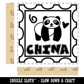 China Panda Passport Travel Square Rubber Stamp for Stamping Crafting - 1.25in Small