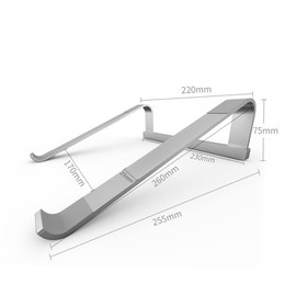 Operitacx Portable Aluminum Laptop Stand with Heat Sink Base Ergonomic Elevated Rack for Desk Use Silver Holder with Strong Load Capacity and Overheat Prevention