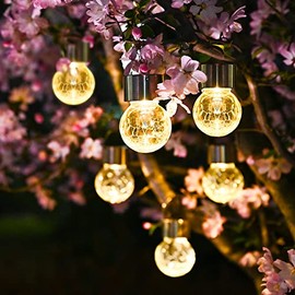SOLPEX Hanging Solar Lights Outdoor, 8 Pack Decorative Cracked Glass Ball Light, Solar Powered Waterproof Globe Lighting, Hanging Globe Solar Lights for Garden, Yard, Patio, Lawn, Flower Bed