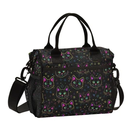 DerlonKaje Neon Cat Women's Insulated Lunch Bag Large Capacity 12L