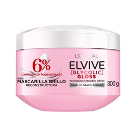 LOral Paris Elvive Mascarilla Glycolic Gloss, con cido Gliclico para un pelo ms brillante y visiblemente sano, 300gr                                  
