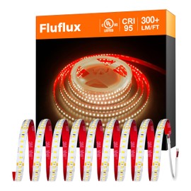 Fluflux 24V 2835 LED Strip Lights 3000K, 300+LM/FT, 16.4FT, UL Listed, CRI95, High Density 160LEDs/m Tape Light, Cuttable, Dimmable, VHB Equipped, for Pros, Bedroom, Kitchen, Cabinet (NO Power Supply)