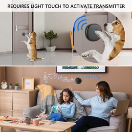 Whimsii Wireless Dog Doorbell, Ring Bell to Go Outside, IP55 Waterproof Buttons, 55 Melodies, 4 Volume Levels & 950ft Range (Black, 1 Reciever 2 Transmitters)