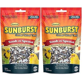 Higgins 2 Pack of Sunburst Soak n' Sprout Seeds with Quinoa for Small Birds, 3 Ounces Each