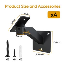 Adjustable Handrail Brackets - Heavy Duty Stair Railing Brackets with Screws, Black Carbon Steel, Wall Mounted for Staircases, Home or Offices (6)