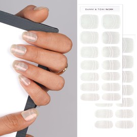 DANNI & TONI Semi Cured Gel Nail Strips Gel Nail Stickers Pink Blue (Aqua Colourful) White French Tip Gel Nail Strips Gel Nail Wraps Gift for Women