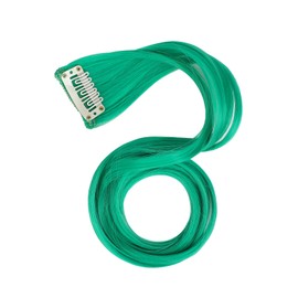 Colored Clip in Hair Extensions 20 Inch Rainbow Hair Synthetic Wavy Hair Extensions for Women Girls Kids Gift Multi-Colors Party Hairpiece Deep Green