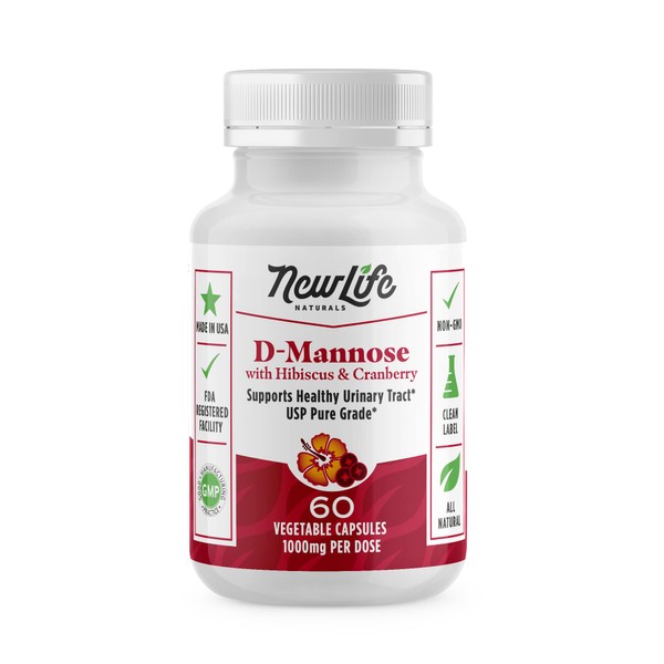 NewLife Naturals D Mannose Capsules Cranberry Supplement UTI Urinary Tract Infection 1000Mg Dmannose 60 Powder Capsules
