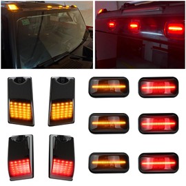 KEEGTBOX Smoke LED Cab Roof Light Kit Compatible with Hummer H2 & H2 SUT 2003-2009 Front Amber & Rear Red Top Clearance Marker Lights Replacement for OE Halogen Lamps (10pcs)