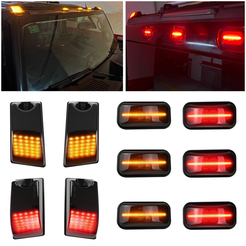 KEEGTBOX Smoke LED Cab Roof Light Kit Compatible with Hummer