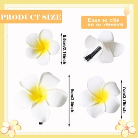 Hawaiian Flower Hair Clips for Women, 6 Pieces Plumeria Hair Clip, Plumeria Hibiscus Hair Clip, Hawaiian Artificial Flower Clips for Holiday, Beach Party, Pool, Cruise, Photo Shoot