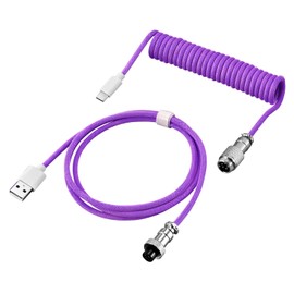 High-QualityDouble-Sleeved Mechanical Keyboard Cable with Detachable Metal Aviator - Compatible with Mechanical and Gaming Keyboards - 1.5m Length for Flexible Use -USB-C to USB-A (Purple)