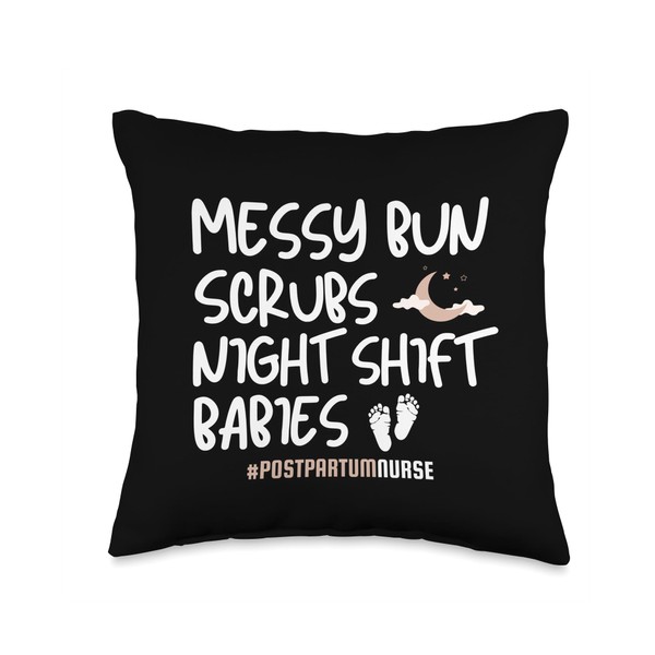 Postpartum Nurse BW Messy Bun Scrubs Mom & Babies Postpartum