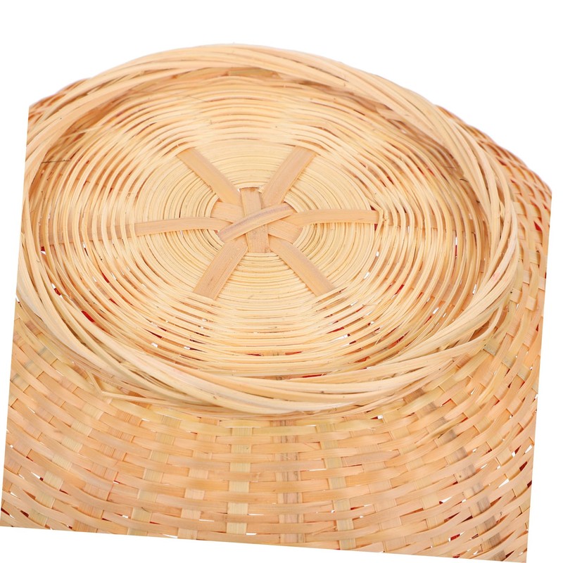 CHILDWEET Bamboo Pantry Baskets Round Woven Storage for Fruits Veggies