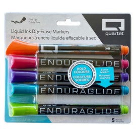 Quartet EnduraGlide Dry-Erase Markers - Fine Tip - Assorted Fashion Colours - 5 Pack (6447459949)