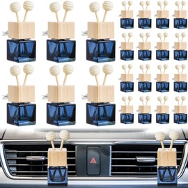Zubebe 80 Pcs 8 ml Glass Car Diffuser Air Freshener Bottle Empty Car Essential Oil Diffuser Bottle with Vent Clip Wooden Caps Stick Auto Glass Perfume Diffuser Bottle for Fragrance Ornament