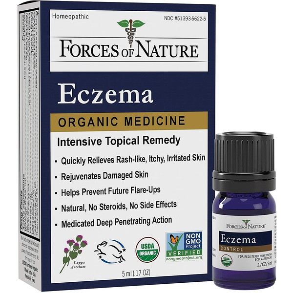 Forces Of Nature – Natural, organic eczema Care (5ml) Non Gmo, No Harmful Chemicals or Steroids –Relieve Dry, Itchy, Red, Irritated Skin While Soothing, Restoring Skin