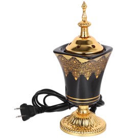HOMSFOU Electric Incense Burner Oud Frankincense Incense Holder Vintage Arabic Censer Burner for Home Office Yoga Spa Aroma Ornament (US Plug) Black