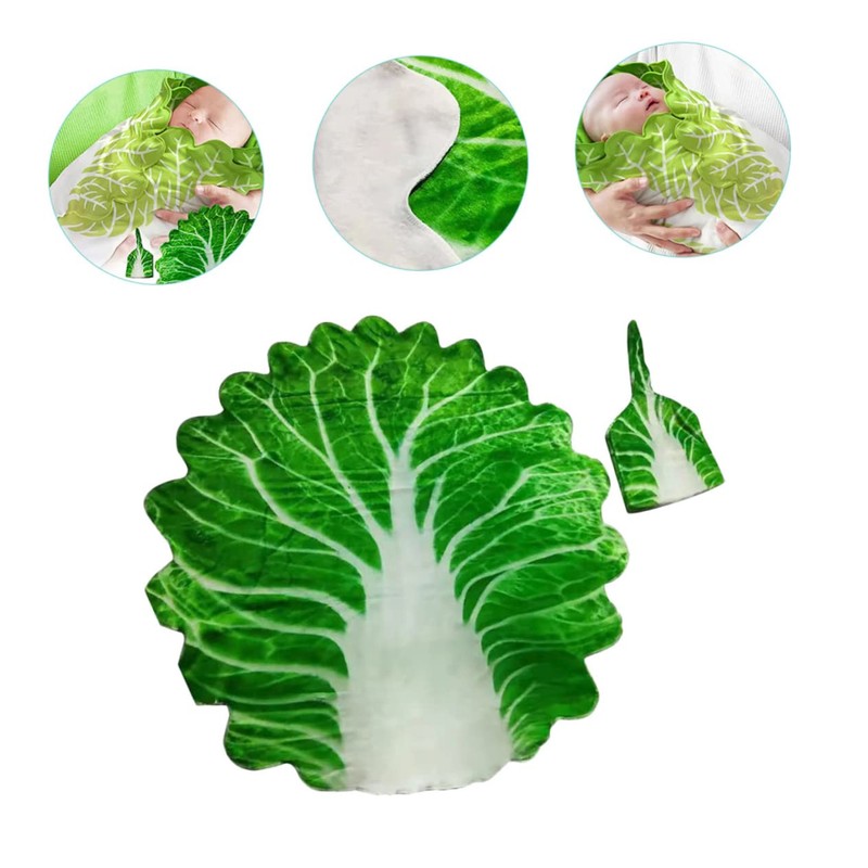 KOMBIUDA Cabbage Wrap Children's Hat Kit Blanket Set for Newborn
