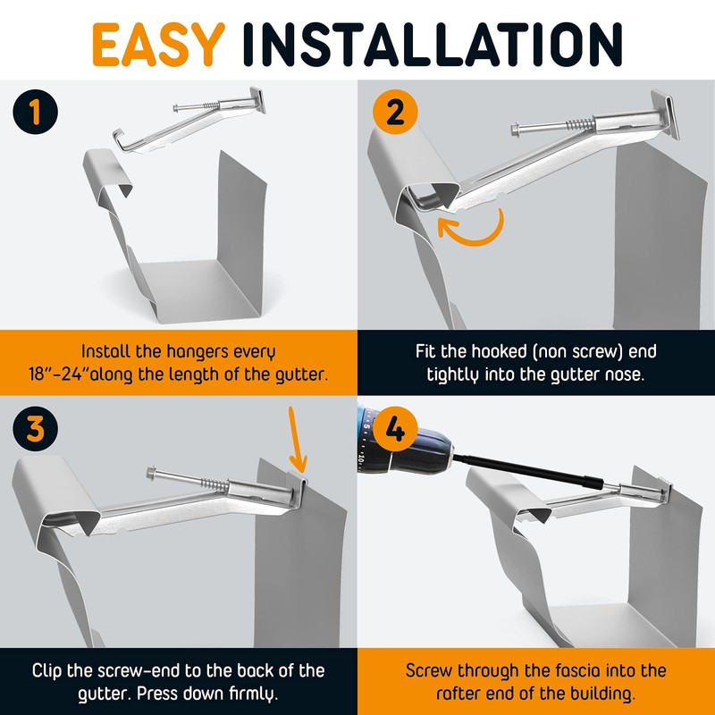 Quick Screw 6 Inch Gutter Hangers - 50 Pack -