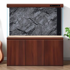 Riivvdise Rock Aquarium Background Underwater Black Grey Stone Fish Tank Background Black Rocky Terrarium Background Black Rock Reptile Habitat Background for Pets Wallpaper Poster Decors 36x18in