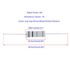 Aopin 1 Ohm Metal Oxide Resistor, ±5% Tolerance Precision 5 Watt Resistor for Electronic Circuits, Alternative Resistors for DIY Projects and Laboratories, 20pcs