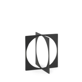 HomeRoots 9" Charcoal Gray Metal Circle Square Sculpture