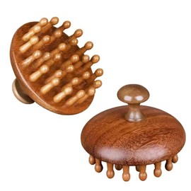 頭皮マッサージ 28本指 スカルプブラシ 頭皮ブラシ 木製 ヘッドマッサージャー 櫛 ブラシ 頭皮ツボ押し 疲れ緩和 育毛ケア 痒み止め 肩こり ストレス解消 小型 ミニ 男女兼用