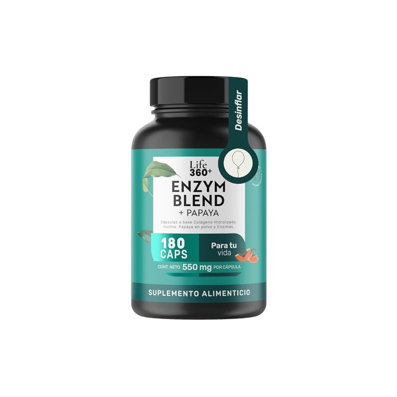 Life 360 Enzimas Digestivas Papaya 180 Cápsulas 1100mg Por Porción