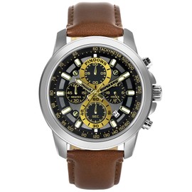 PINDOWS Watches for Men, Men's Analog Quartz Chronograph Watches Waterproof Business Casual Dress Watch with Black Brown Leather Strap