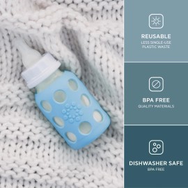 Lifefactory Glass Baby Bottle with Stage 1 Nipple and Protective Blanket