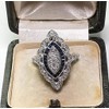 Cutesmile Antique Edwardian Silver Filled Blue Sapphire CZ Crystal Eye-Shape