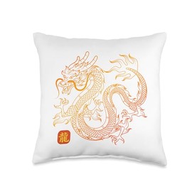 2024 Chinese New Year of Dragon Martial Arts Shirt Chinese New Year of Dragon Kung Fu Themed Throw Pillow, 16x16, Multicolor