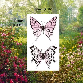 VIWIEU Small Butterfly and Flower Temporary Party Tattoos Realistic for Women and Teen Girls 15 Pack, Tiny Fake Black Butterfly Body Art Stickers Gift for Christmas&Holiday Fiesta