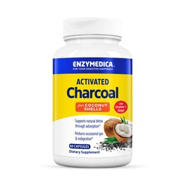 Enzymedica, Activated Charcoal, Reduces Occasional Gas, Bloating & Indigestion, Supports Natural Detox, 60 Count
