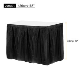 sourcing map 1 Pack Black Plastic Table Skirts, 29 in x 14 Ft Table Skirts for Rectangle Tables, Disposable Table Covers for Birthday Wedding Party
