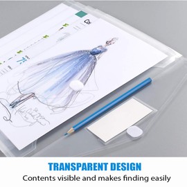 24 Pack Plastic Envelopes Poly Envelopes, Sooez Clear Document Folders US Letter A4 Size File Envelopes with Label Pocket for School Home Work Office Organization, Clear