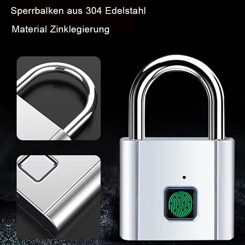 Lock with Fingerprint, IP55 Waterproof, Padlock Fingerprint, USB Charging Bluetooth