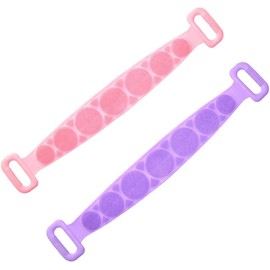 TOYANDONA Exfoliante Corporal de Silicona Doble Anillo y Diseño Alargado para Ducha y Limpieza Profunda Diaria 2piezas Rosa y Púrpura