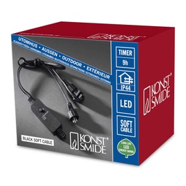 Konstsmide 3607-007 9h Timer, nachrüstbar für alle Konstsmide Außenartikel mit Trafo / für Außen (IP44) / schwarzes Softkabel, 25 Birnen