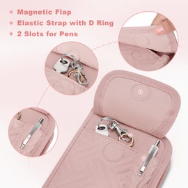 Yarwo Field Notes Notebook Covers Moleskine Cahier (9 x 14 cm) Pocket Notebook with Zip, Card and Pen Holder for Notebooks and Planners, Pink