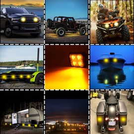 DUNTUO LED Strobe Light Amber Emergency Kit Grille Quad Sync Flashing Surface Mount Hazard Warning Caution Light for Vehicles Off Road SUV Trucks Trailer Boat