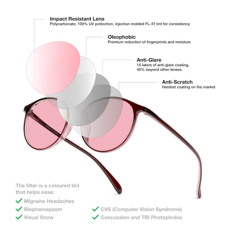 BRADDELL Indoor FL-41 Rose & Outdoor FL-60 Brown Tinted Migraine