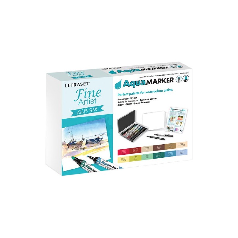 Letraset AquaMarker Gift Set (12 colours + Storage tin +