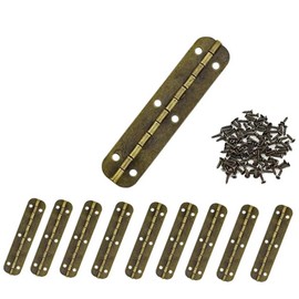 Aczyqws Brass Vintage Mini Hinge Furniture Cabinet Drawer Door Hinges Decorative Cabinet Jewelry Box Hinges 10PCS Vintage Box Hinges 65 x 15mm with 60Pcs Screws (Bronze Colour)